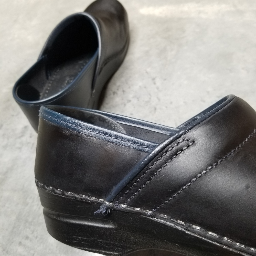 SANITA | Black Clogs Blue Trim Navy Nursing Shoes - Picture 3 of 11